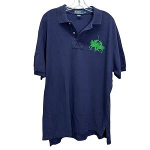 VTG Polo Ralph Lauren Navy Blue XL Big Pony Embroidered Short Sleeve Polo Shirt